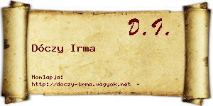 Dóczy Irma névjegykártya